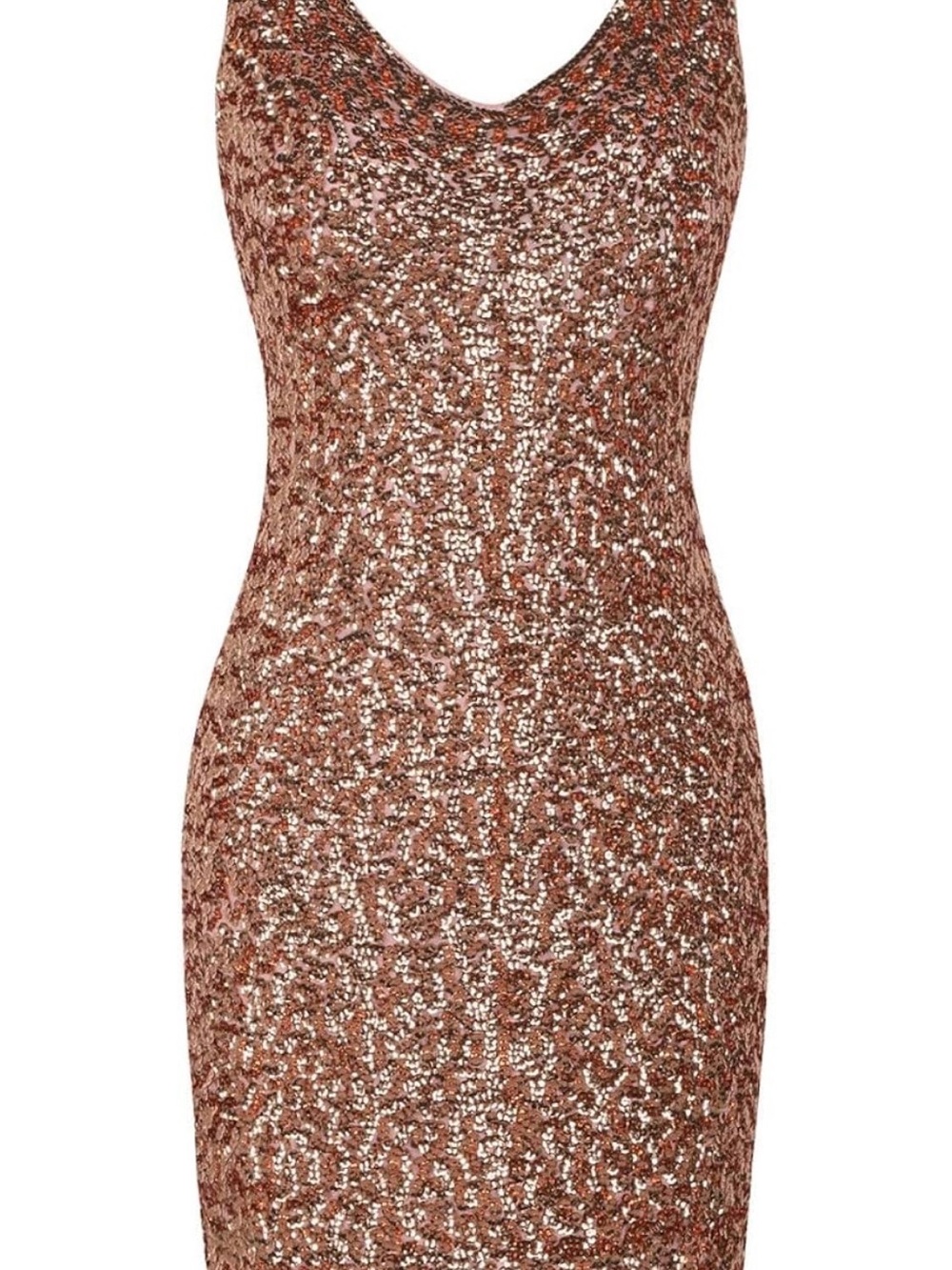 Sequin V-Neck Mini Dress in Rose Gold - Women - Picture 3 of 8